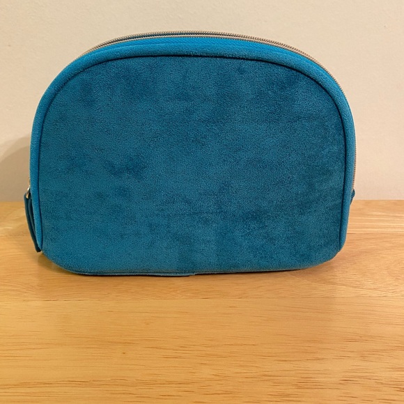 La Mer Teal Faux Suede Cosmetic Bag - Picture 2 of 11